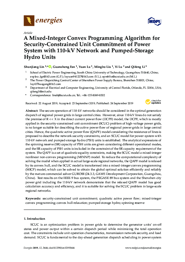 (PDF) A Mixed-Integer Convex Programming Algorithm for Security ...
