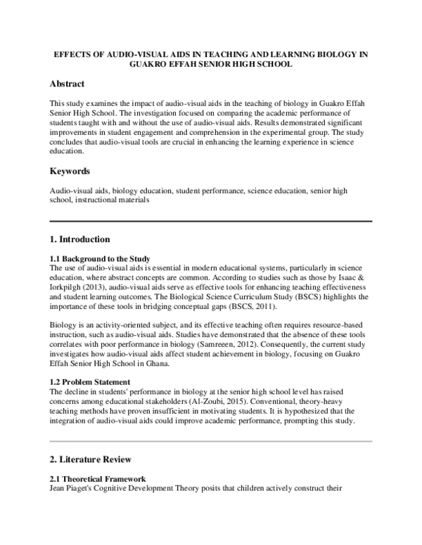 (PDF) EFFECTS OF AUDIO VISUAL AID