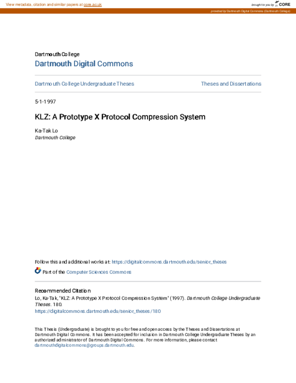 (PDF) KLZ: A Prototype X Protocol Compression System