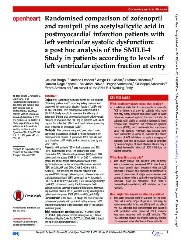 (PDF) Randomised comparison of zofenopril and ramipril plus ...