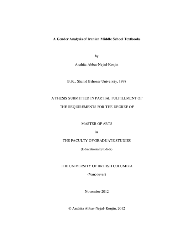 (PDF) A gender analysis of Iranian middle school textbooks