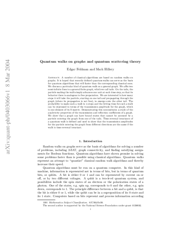 Quantum Walks On Graphs