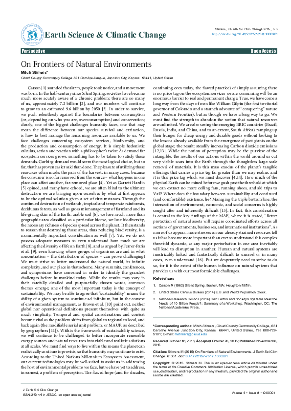 (PDF) On Frontiers of Natural Environments