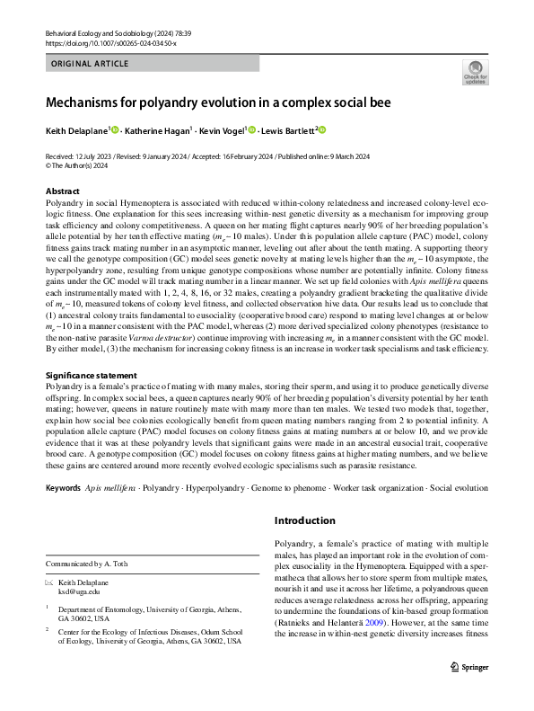 (PDF) Mechanisms for polyandry evolution in a complex social bee