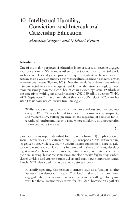 (PDF) Intellectual Humility, Conviction, and Intercultural Citizenship ...