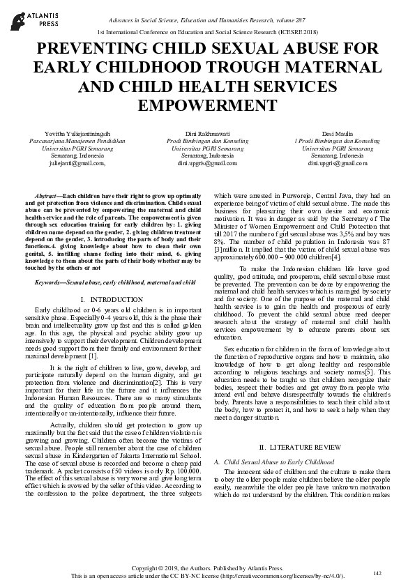 (PDF) Preventing Child Sexual Abuse for Early Childhood Trough Maternal ...