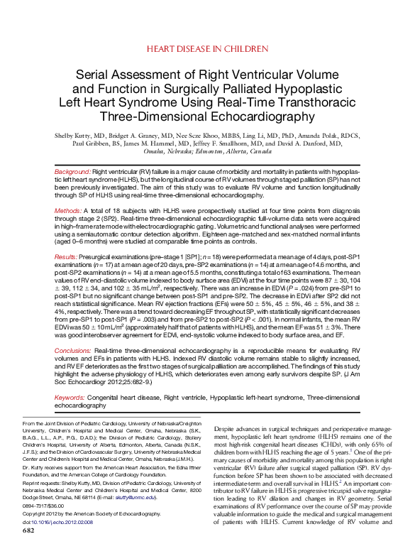 (PDF) Serial Assessment of Right Ventricular Volume and Function in ...