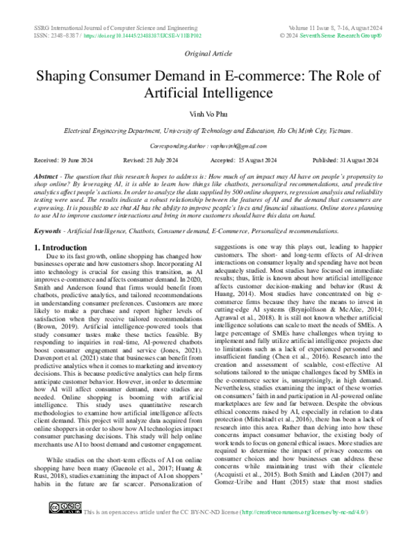 (PDF) Shaping Consumer Demand in E-commerce: The Role of Artificial ...