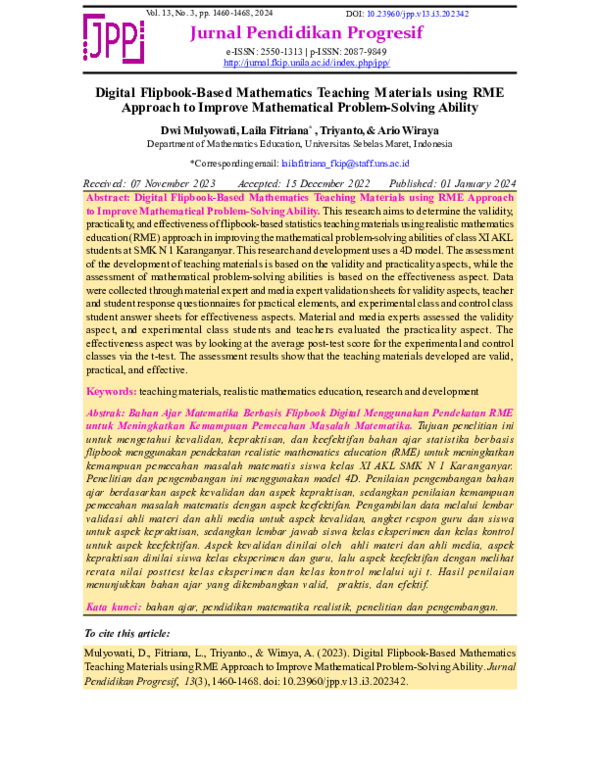 (PDF) Digital Flipbook-Based Mathematics Teaching Materials using RME ...