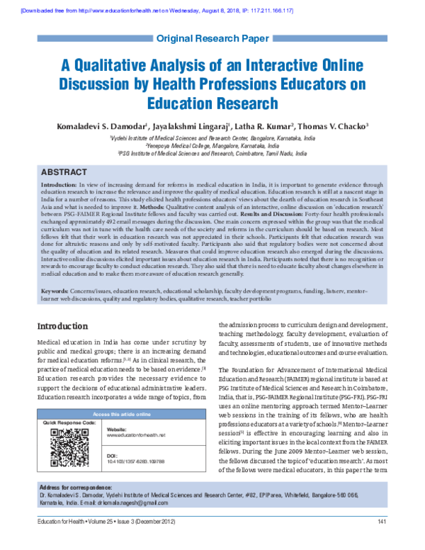 (PDF) A qualitative analysis of an interactive online discussion by ...