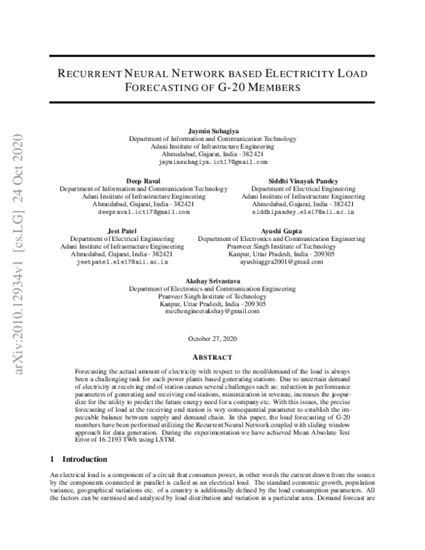 (PDF) Recurrent Neural Based Electricity Load Forecasting of G-20 Members