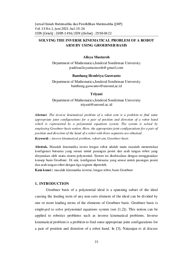 (PDF) Solving the Inverse Kinematical Problem of a Robot Arm by Using ...