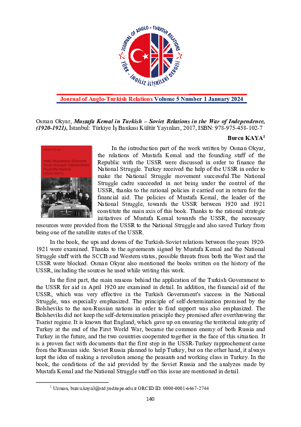(PDF) Mustafa Kemal in Turkish – Soviet Relations in the War of ...