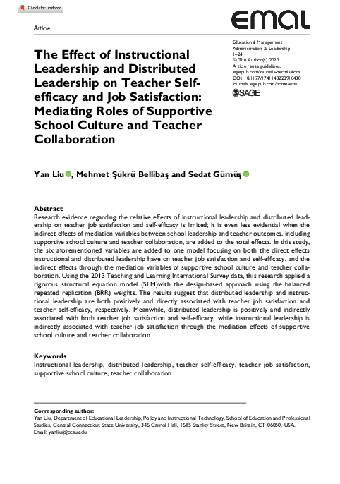 (PDF) The Effect of Instructional Leadership and Distributed Leadership ...