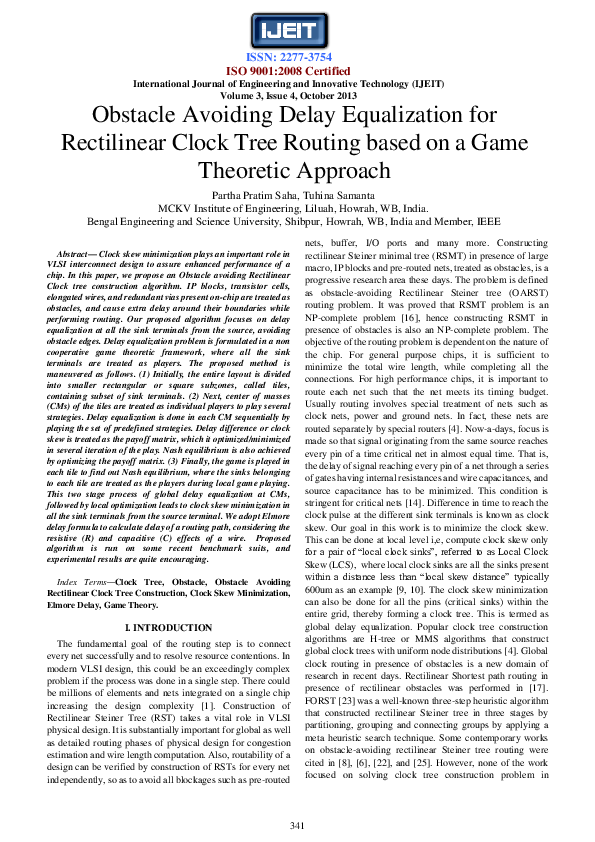 (PDF) Obstacle Avoiding Delay Equalization for Rectilinear Clock Tree ...