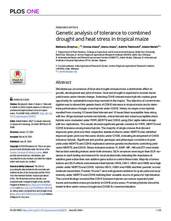 (PDF) Genetic analysis of tolerance to combined drought and heat stress ...