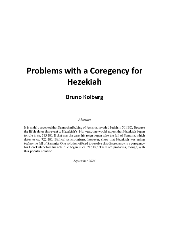 (PDF) Problems with a Coregency for Hezekiah