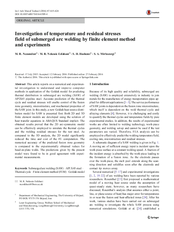 (PDF) Investigation of temperature and residual stresses field of ...