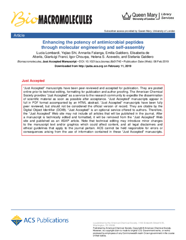 (PDF) Enhancing the Potency of Antimicrobial Peptides through Molecular ...