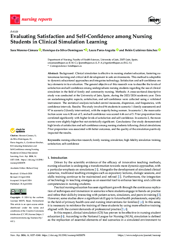 (PDF) Evaluating Satisfaction and Self-Confidence among Nursing ...