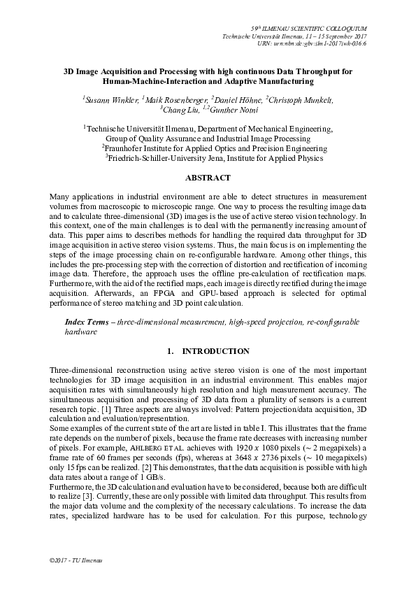 (PDF) 3D image acquisition and processing with high continuous data ...