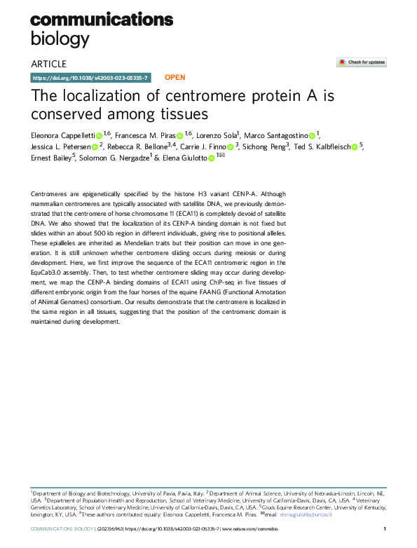 (PDF) The localization of centromere protein A is conserved among tissues