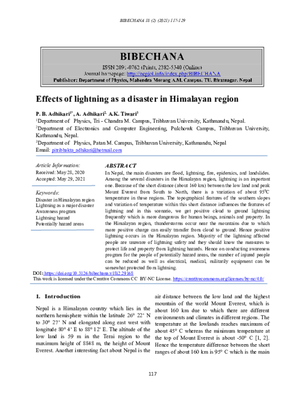 (PDF) Effects of lightning as a disaster in Himalayan region