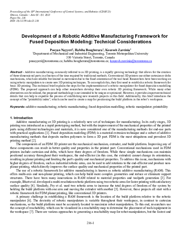 (PDF) Development of a Robotic Additive Manufacturing Framework for ...
