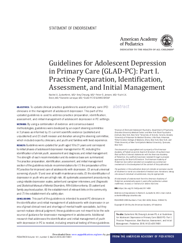 (PDF) Guidelines for Adolescent Depression in Primary Care (GLAD-PC ...