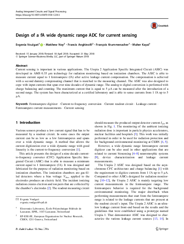 (PDF) Design of a fA wide dynamic range ADC for current sensing