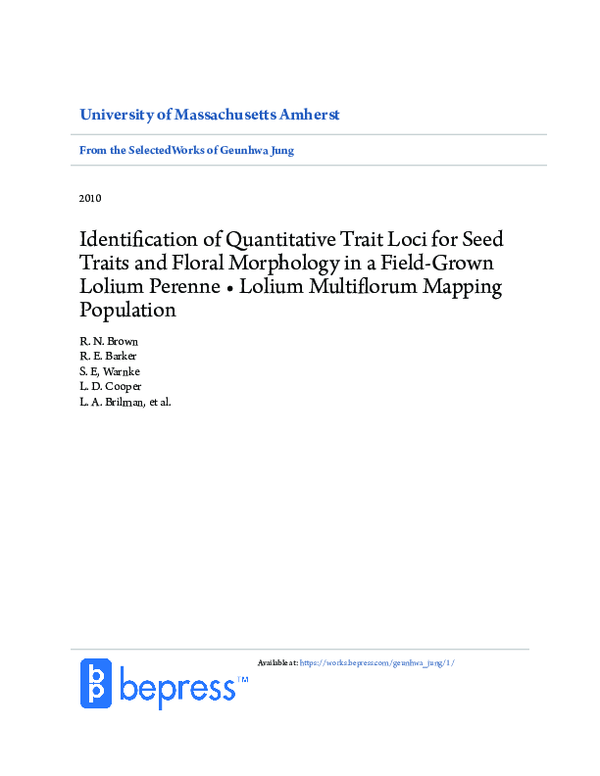 (PDF) Identification of quantitative trait loci for seed traits and ...