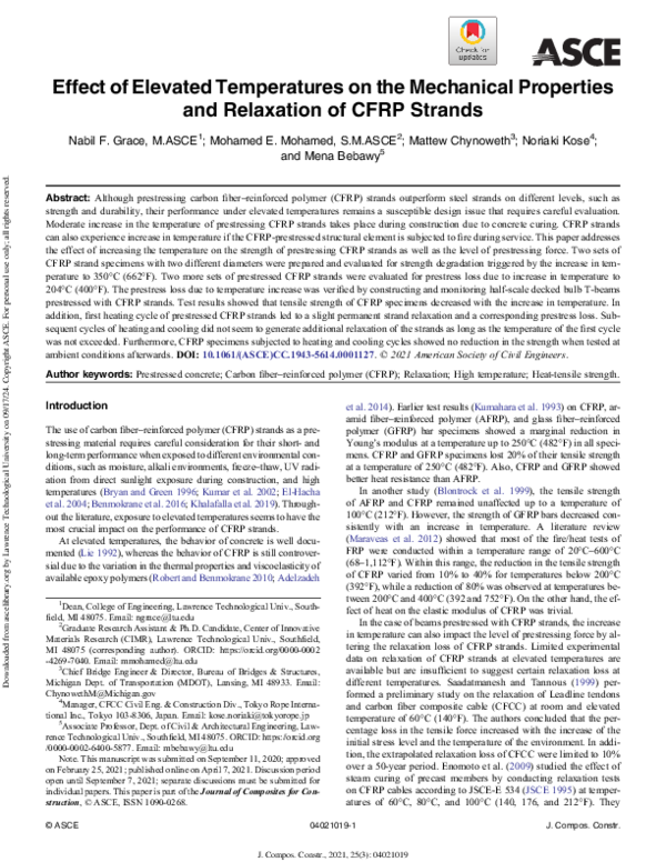 (PDF) Effect of elevated temperatures on mechanical properties of high ...