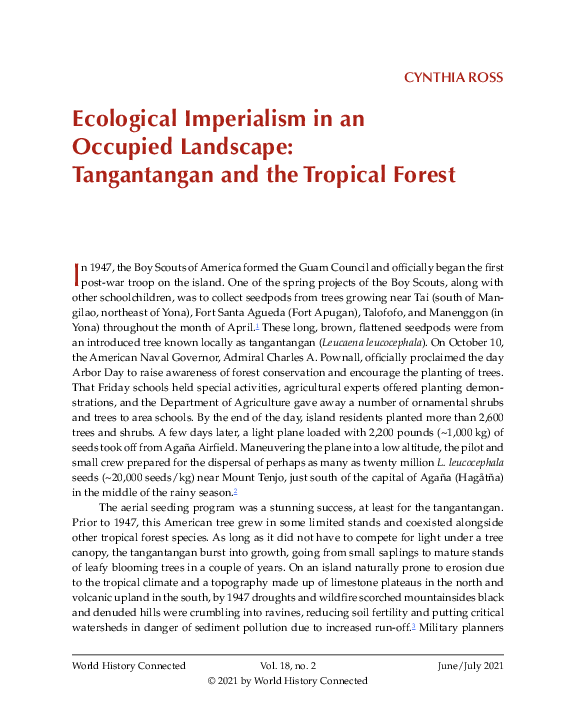 (PDF) Ecological Imperialism in an Occupied Landscape: Tangantangan and ...