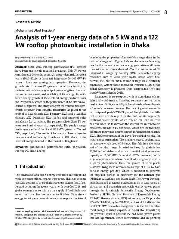 (PDF) Analysis of 1-year energy data of a 5 kW and a 122 kW rooftop ...