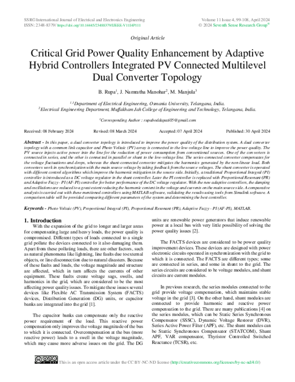 (PDF) Critical Grid Power Quality Enhancement by Adaptive Hybrid ...