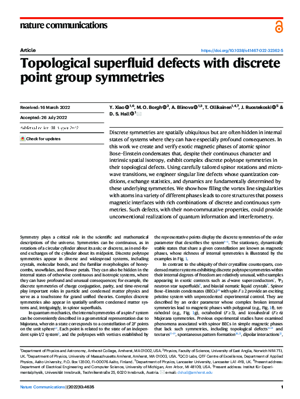 (PDF) Topological superfluid defects with discrete point group symmetries