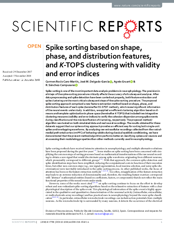 (PDF) Spike sorting based on shape, phase, and distribution features ...