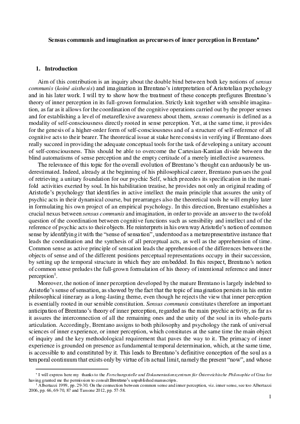 (PDF) Sensus Communis and Imagination as Precursors of Inner Perception ...