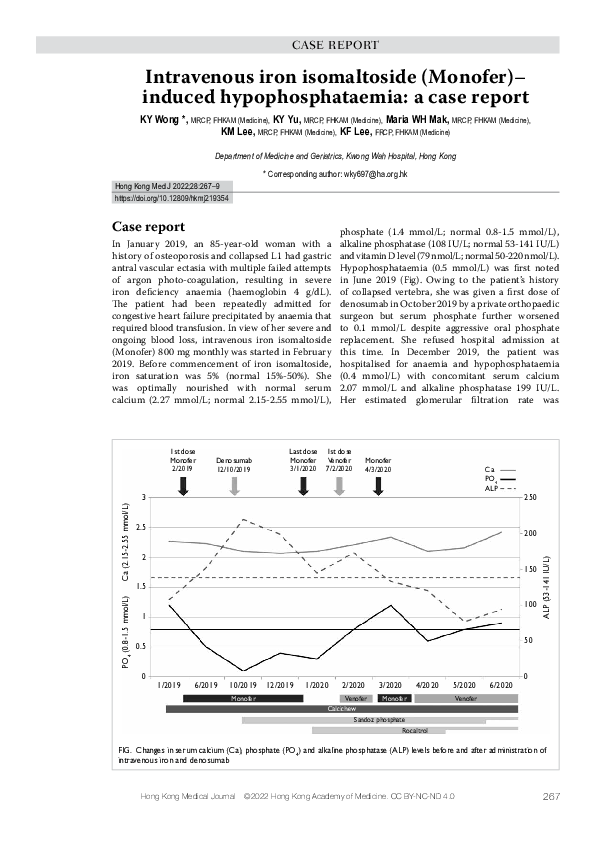 (PDF) Intravenous iron isomaltoside (Monofer)–induced hypophosphataemia ...