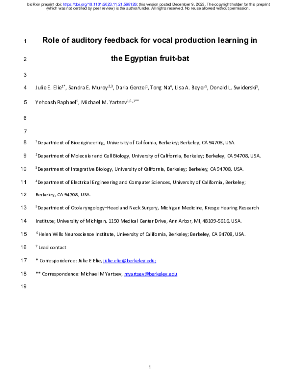 (PDF) Effects of deafening on vocal production learning in the Egyptian ...