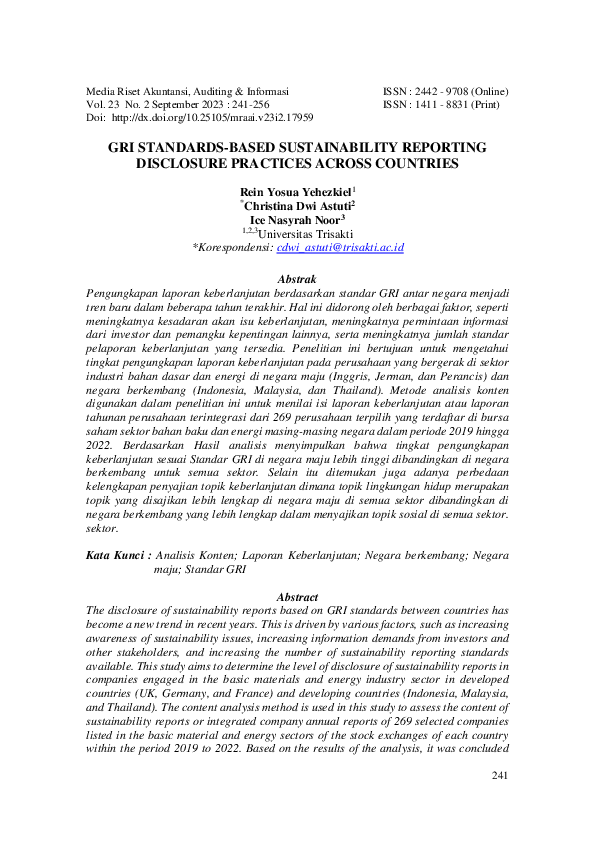 (PDF) Gri Standards-Based Sustainability Reporting Disclosure Practices ...