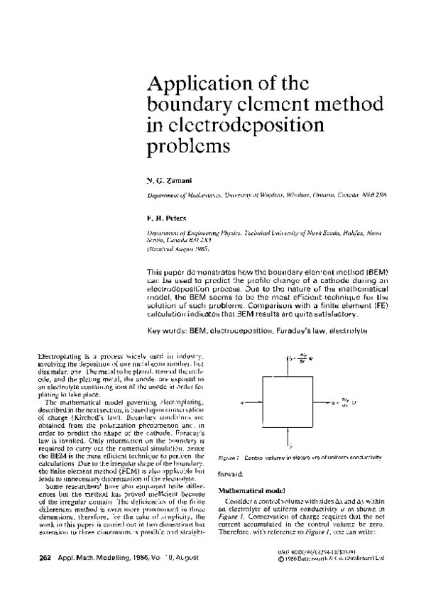 (PDF) Application of the boundary element method in electrodeposition ...