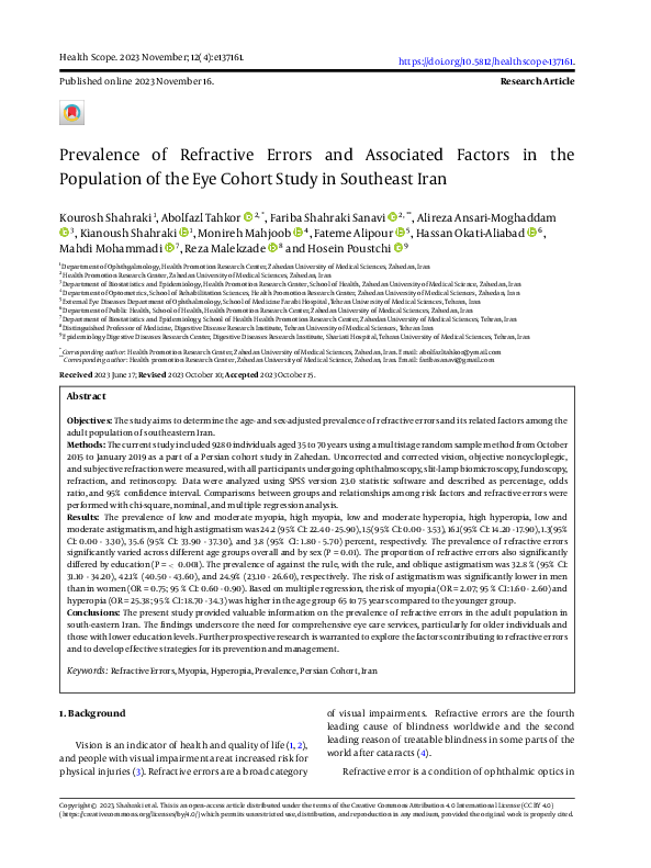 (PDF) Prevalence of Refractive Errors and Associated Factors in the ...