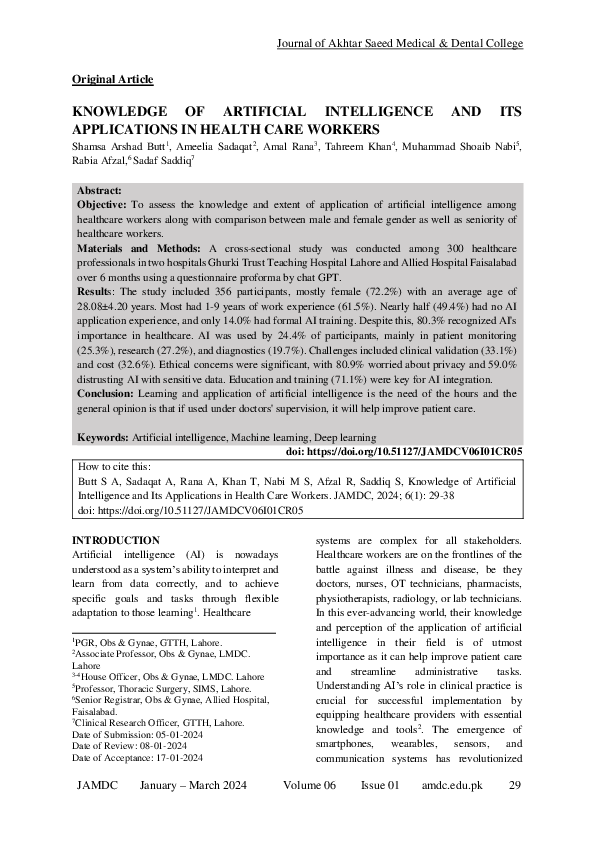 (PDF) KNOWLEDGE OF ARTIFICIAL INTELLIGENCE AND ITS APPLICATIONS IN ...
