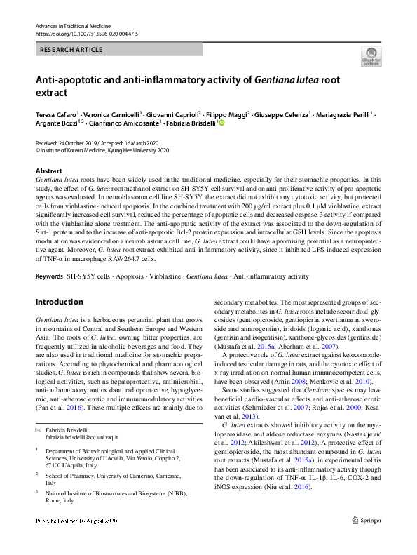 (PDF) Anti-apoptotic and anti-inflammatory activity of Gentiana lutea ...