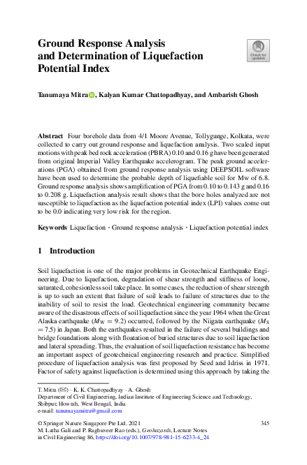 (PDF) Ground Response Analysis and Determination of Liquefaction ...