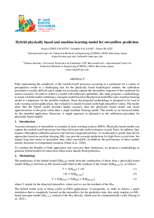 (PDF) Hybrid physically based and machine learning model for streamflow ...