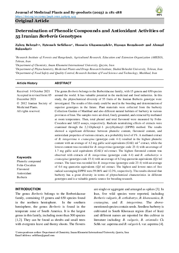 (PDF) Determination of Phenolic Compounds and Antioxidant Activities of ...