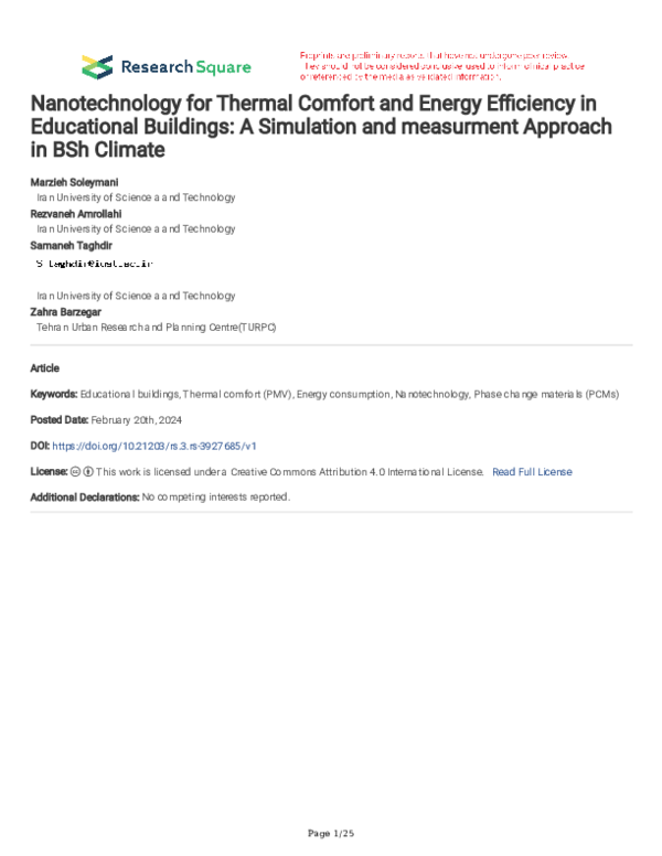 (PDF) Nanotechnology for Thermal Comfort and Energy Efficiency in ...