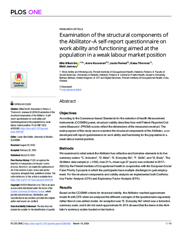 (PDF) Examination of the structural components of the Abilitator–A self ...